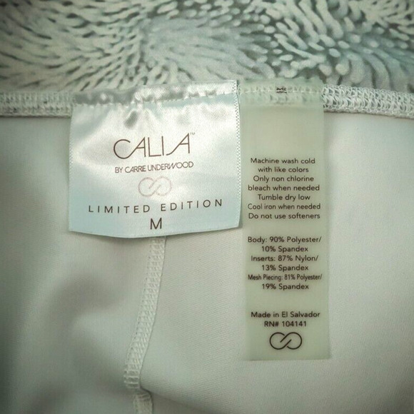 Calia Size Medium M White Gray Print Limited Edition Crop Active Leggings - Picture 5 of 6